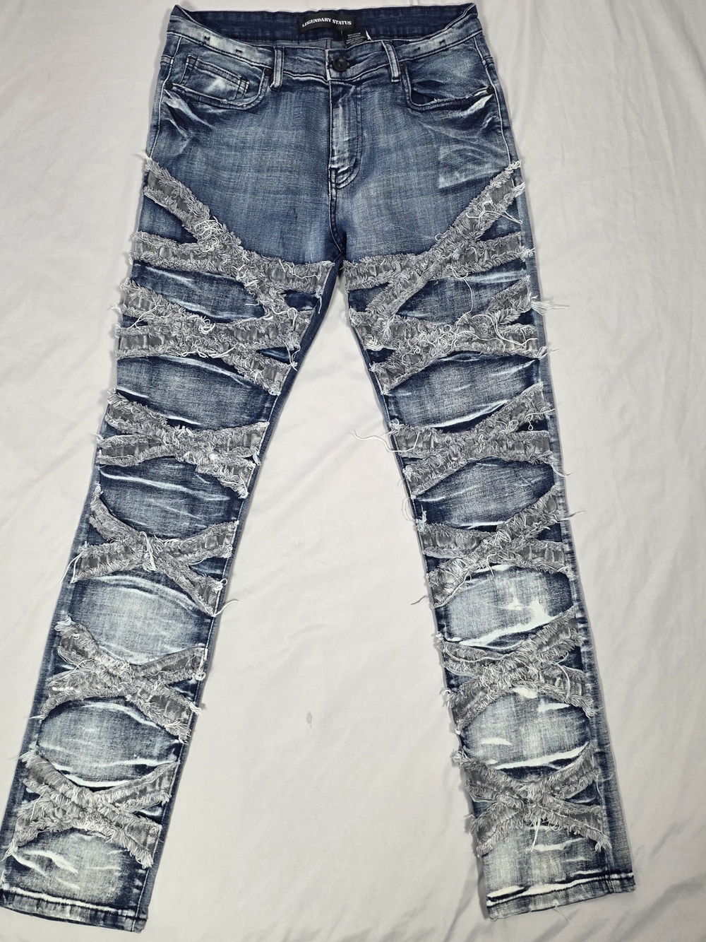 Legendary Status Men's Distressed Slim Fit Medium Wash Blue Denim Jeans